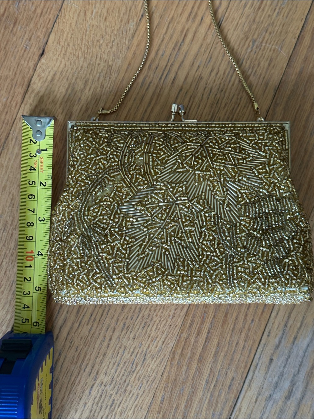 Gold Beaded Evening Clutch Handbag - Picture 6 of 6